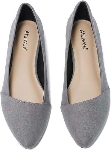 Photo 1 of Ataiwee Women's Wide Width Flat Shoes, Classic Dressy Pointed Suede Cozy Slip on Soft Ballet Flats. Size 13
