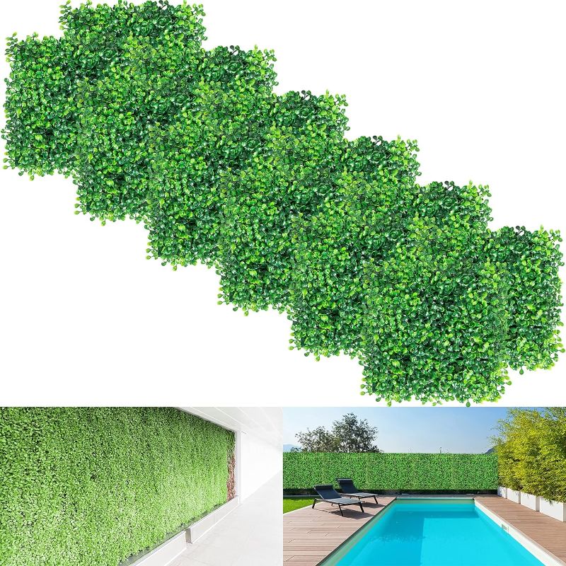 Photo 1 of VEV Artificial Boxwood Panel UV 12pcs Boxwood Hedge Wall Panels Artificial Grass Backdrop Wall 20X20" 4cm Green Grass Wall Fake Hedge for Decor Privacy Fence Indoor Outdoor Garden Backyard
