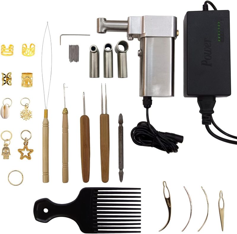 Photo 1 of Dreadlocks Machine,Dreadlock Machine Kit for Locs Electric Instant Portable Dreadlocks Machine loc machine dreadlock maker Can Be Directly Work on Head or Braiding Synthetic Hair(3 replacement holes)
