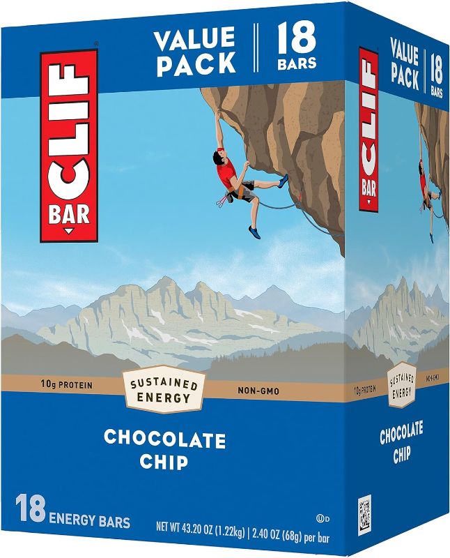 Photo 2 of  4 BOXES CLIF BAR - Chocolate Chip - Made with Organic Oats - 10g Protein - Non-GMO - Plant Based - Energy Bars - 2.4 oz.18 count (4 PACK  EXP JUNE 27 2024