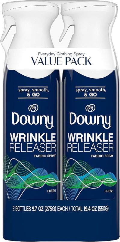 Photo 1 of Downy Wrinkle Releaser Spray, All in One Formula, Removes Wrinkles, Static and Odor Eliminator, Light Fresh Scent, 9.7 Fl Oz, Pack of 2