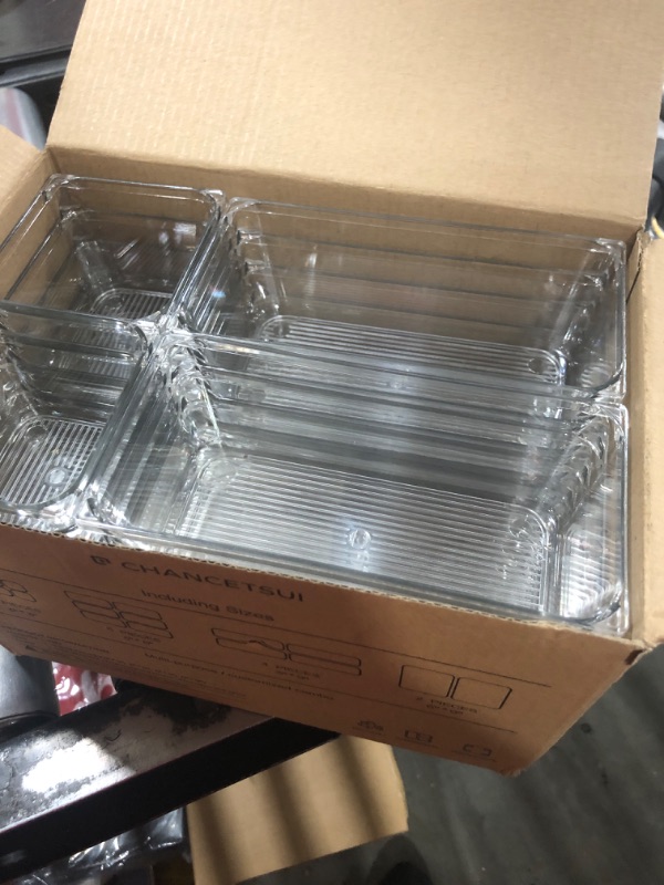 Photo 1 of 18 PCS Clear Plastic Drawer Organizers Set, 4-size Versatile Bathroom and Vanity Drawer Dividers Organizer Trays with Non-Slip, Storage Bins for Makeup Brush, jewelry, Lipstick, and Eyeshadow