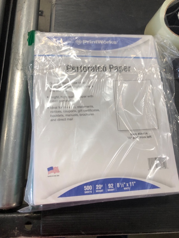 Photo 2 of PrintWorks Professional Perforated Paper for Presentaions, Booklets, Manuals, Catalogs and More, 8.5 x 11, 20 lb, 1 Vertical Perf 0.5" From Left, 500 Sheets, White (04114) 8.5 x 11 1/2" Perf, 20 lb.