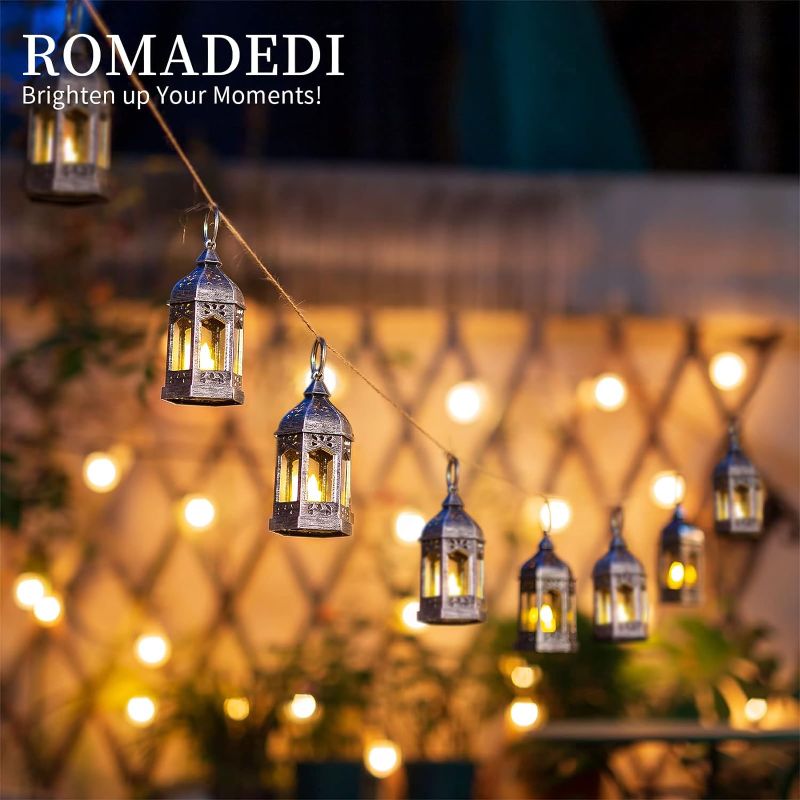 Photo 1 of 6pcs Mini Lanterns Decorative for Centerpiece: Romadedi Hanging Small Silver Lantern Bulk with Flickering LED Candles for Halloween Decorations, Wedding Decor, Christmas Table, Batteries Included 