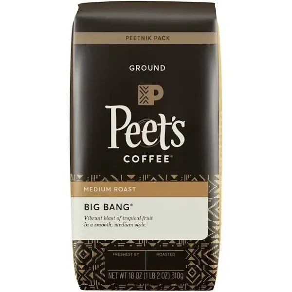 Photo 1 of Peet's Coffee Coffee, Ground, Medium Roast, Big Bang, Peetnik Pack - 18 oz
