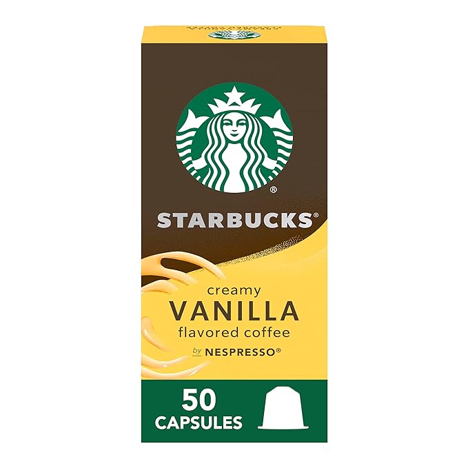 Photo 1 of Starbucks by Nespresso Original Line Vanilla Flavored Coffee (50 - count single serve capsules, compatible with Nespresso Original Line System) Naturally Flavored Creamy Vanilla 10 Count (Pack of 5) Exp 06/08/2024