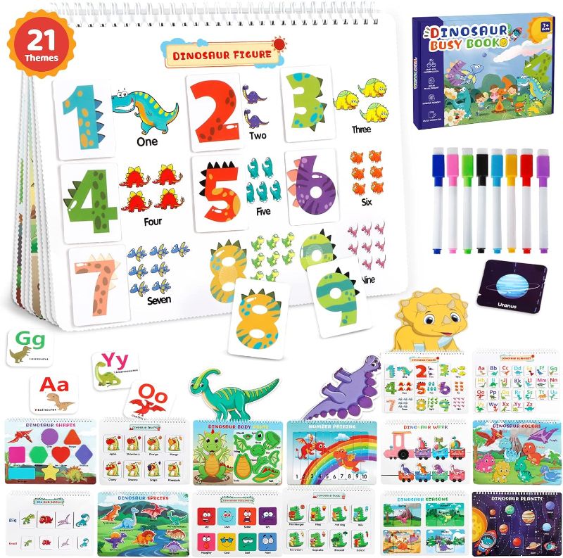 Photo 1 of Aliex Montessori Busy Book for Toddlers Preschool Learning Activities, Dinosaur Themes Quiet Book Montessori Toys for Kids Autism Sensory Educational Toys Gifts for 3 4 5 6 Years Old Boys Girls