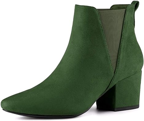 Photo 1 of 8 - Allegra K Women's Pointed Toe Block Heel Ankle Chelsea Boots 