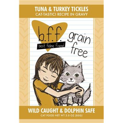 Photo 1 of BFF Tuna & Turkey Tickles Dinner in Gravy Wet Cat Food Pouches878408008917
