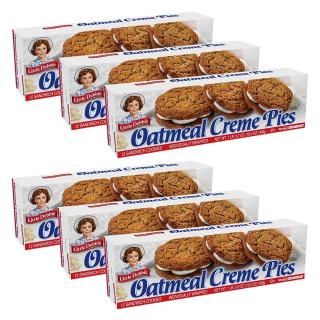 Photo 1 of Little Debbie Oatmeal Creme Pies, 72 Soft Oatmeal Cookies with Creme (6 Boxes), 1.01 Pound (Pack of 6) EXP.06/25/2024
