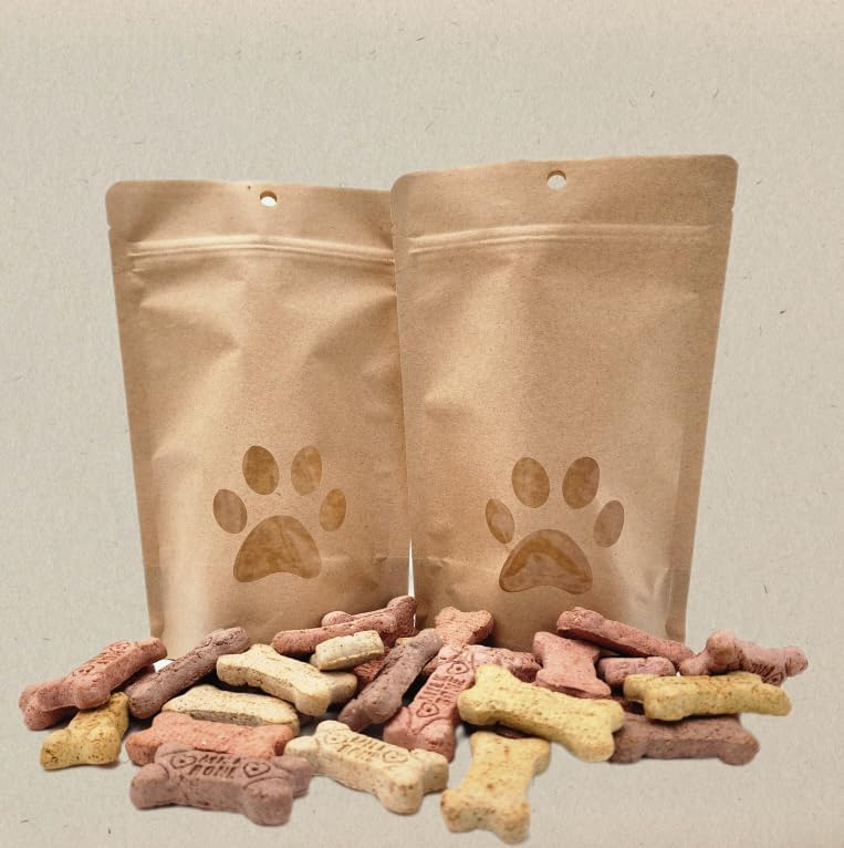 Photo 1 of 100 Pack 6" x 9" x 3.5" Kraft Pet Treat Odor-Proof Barrier Reclosable Heat Sealable, Paper Stand-Up Pouch Bag | Color: Brown
