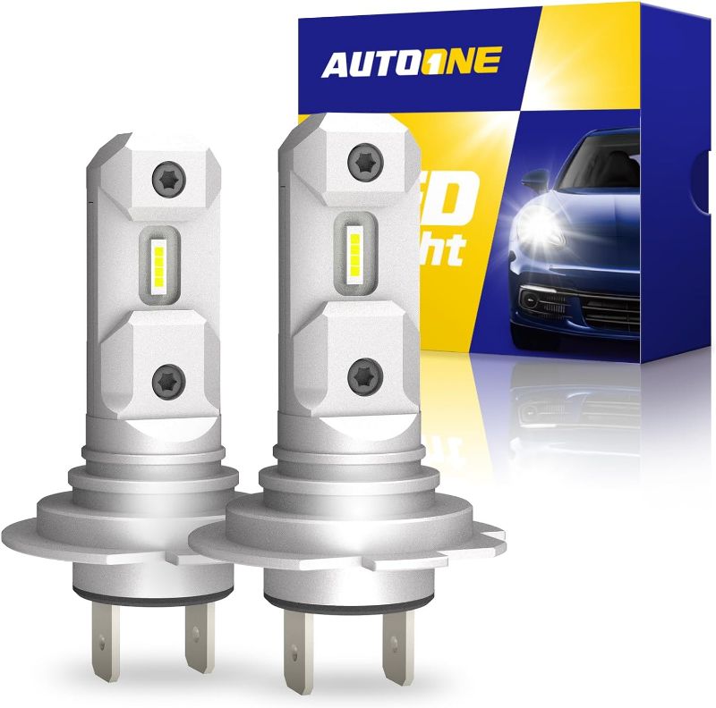 Photo 1 of AUTOONE H7 LED Bulb, Super Bright 6500K White 1:1 Mini Size H7 Fog Light Bulbs, No Adapter Required Plug and Play, Non-polarity Fanless Halogen Replacement Bulb, Pack of 2
