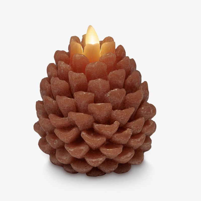 Photo 1 of Luminara Pinecone Flameless Candle Adobe Chalky Finish Pine Cone Figural, Real Wax Unscented LED Candles, Battery Operated with Timer, Holiday Decoration (3...
