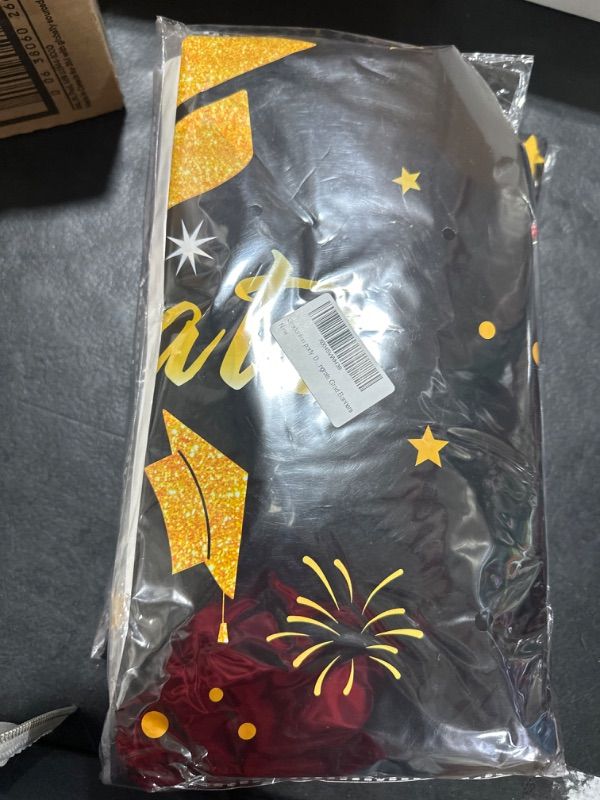 Photo 1 of 145 Pack Graduation Decorations Class of 2024, Black Gold Graduation Decor Party Supplies with Congrats Grad Banners, Curtian Props, Balloons, Tablecloth, Hanging Swirls, Cupcake Toppers, Sash
