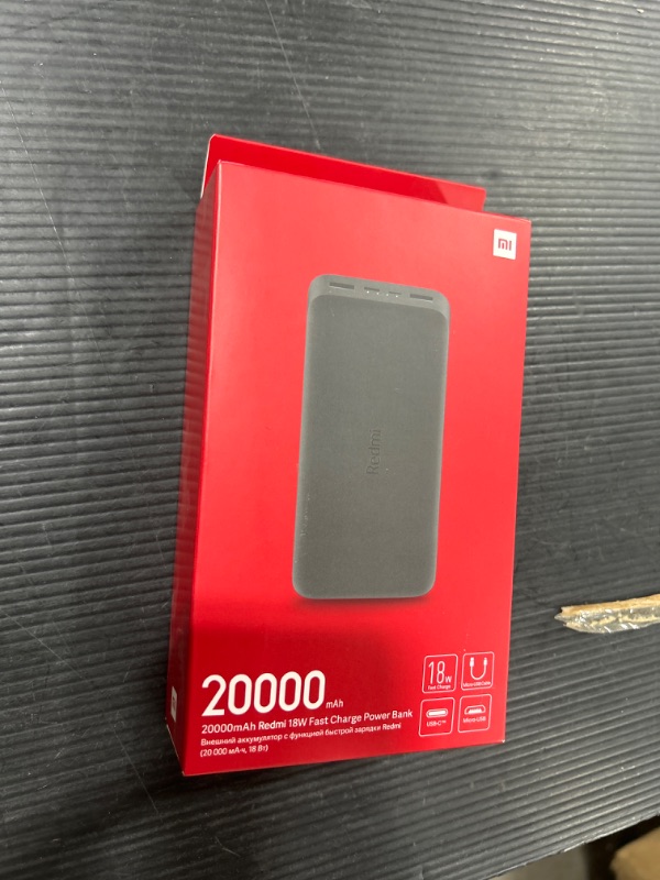 Photo 2 of Xiaomi 20000mAh Redmi Power Bank, Fast Charge, Two-Way 18W Fast Charge, Dual Input and Output Ports, 74Wh High Capacity, External Battery Pack Compatible with iPhone, Samsung, Android Devices