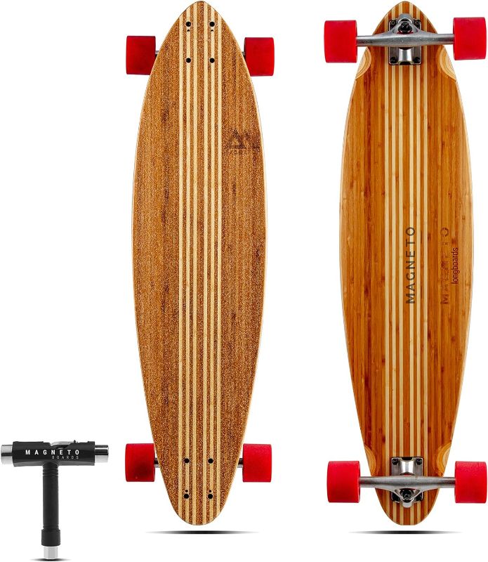 Photo 1 of Magneto Bamboo Carbon Fiber Longboards Skateboards for Cruising, Carving, Free-Style, Downhill and Dancing | Kicktails Tricks Carver Drop Through | Great for Teens Adults Men Women
