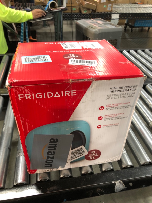 Photo 2 of Frigidaire Retro Mini Fridge, 12/ 9 liters Cans Beverage Cooler, 100% Freon-Free & Eco Friendly Perfect for Home, Office, or Cars. Includes Plugs for Home Outlet & 12V Car Charger - Blue Blue Cooler