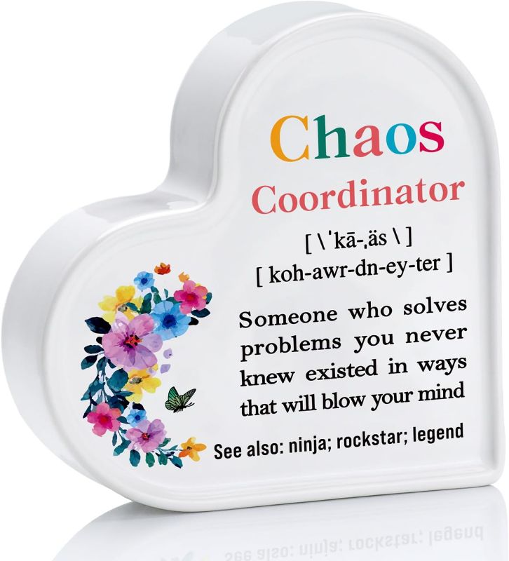 Photo 1 of Chaos Coordinator Gifts, Handmade Ceramic Signs Decor, Teacher Appreciation Gifts in Bulk, Office Gifts for Coworker Workmate Boss Lady, Best for Retirement Leaving Going Away