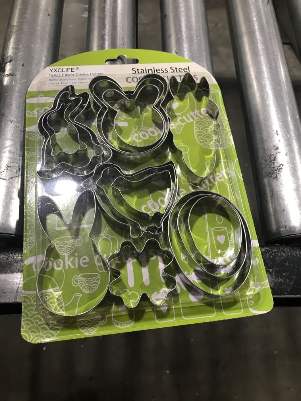 Photo 1 of 15 Pieces Easter Cookie Cutter Set - Bunny, Bunny Face, Rabbit, Egg, Chick, Carrot, Four Leaf Clover - Stainless Steel Easter Cookie Cutters - Large Easter Cookie Cutters for Spring Holiday Baking