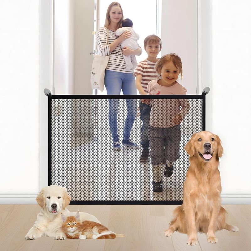 Photo 1 of Mesh Dog Gate - Pet Gates for Stairs, Puppy Gate for Doorway Provides A Safe Enclosure for Pets to Play and Rest for The House Indoor(43" W x 28" H)