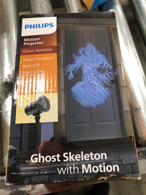 Photo 1 of PHILIPS LED Halloween Decoration Blue LED Color Ghost Skeleton Projector Yard Stake - Outdoor Halloween Projector Effect Blue Ghost Skeleton
