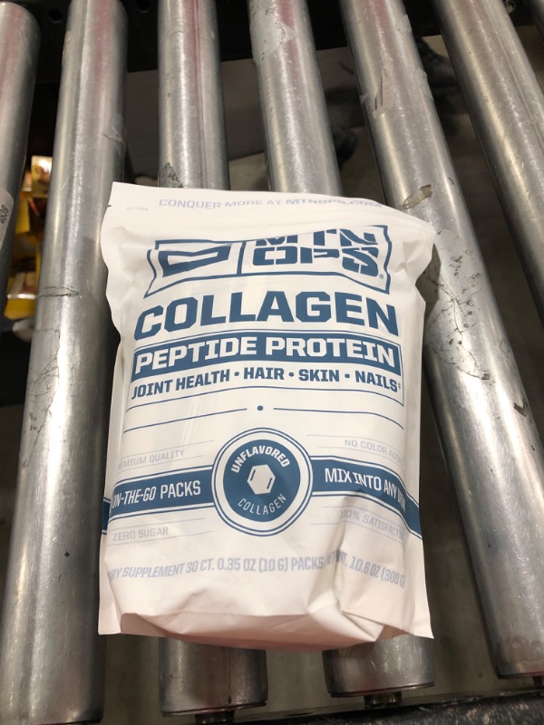 Photo 1 of MTN OPS Collagen Protein Powder On-The-Go Packs, 30 Packs per Bag of Unflavored, Highly Digestible Protein with 9g of Protein per Serving
Exp 01/2025