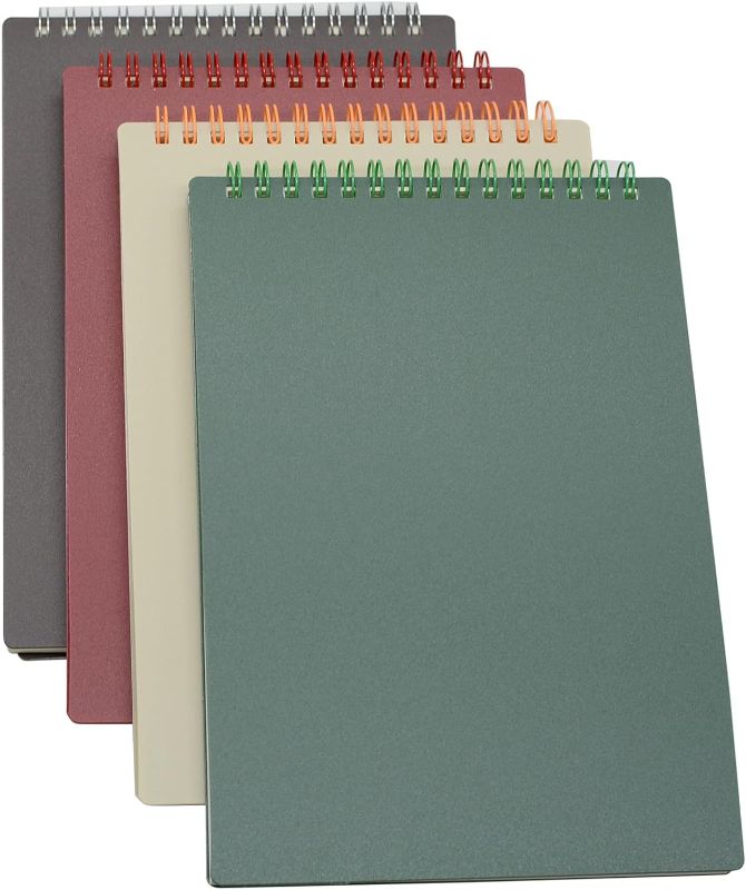 Photo 1 of Yansanido Top Bound Spiral Notebook, 4 Pcs 4 Color Thick Plastic Hardcover 7mm College Ruled Paper 80 Sheets (160 Pages) Journal for School and Office Supplies