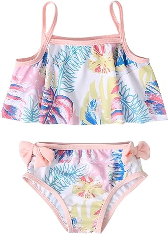 Photo 1 of Gajaous Toddler Girls Swimwear Two-Piece Ruffle Swimsuits Summer Beach Bathing Suit Tankini Set 0-4Y 