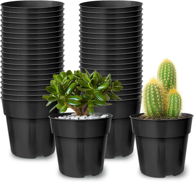 Photo 1 of RooTrimmer 4 Inch Plastic Nursery Pots 40 Pcs Plant Nursery Pots Solid Seed Starter Pots Indoor Outdoor Seedling Pots with Multiple Drainage Holes, Black