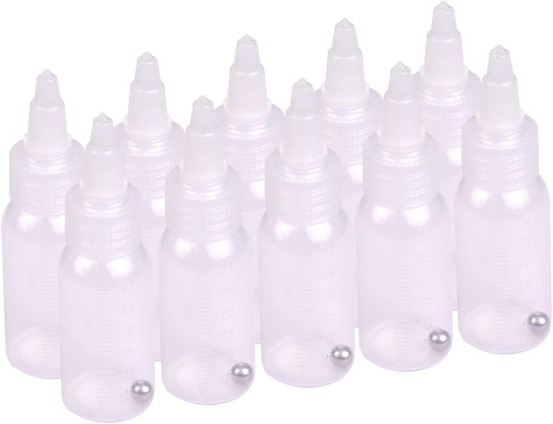 Photo 1 of Leepesx Box of 10-Each 1.2-Ounce(35cc) Airbrush Bottles Paint Storage Bottles PP Jar and Cover with Scale Line Leak-Proof for Dual-Action Siphon Feed Air Brush Airbrushing Accessories