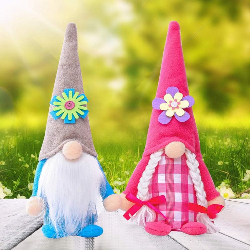 Photo 1 of MACLARONX Sunflower Gnomes Spring Summer Plush Dolls Gnome Decorations Cute Swedish Tomte Nisse Ornaments for Home Tiered Tray Party Decor, Set of 2 