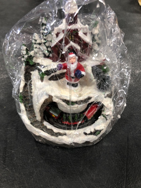 Photo 1 of Animated Musical Figurine with Santa and Snowman Dancing on Ice Rink