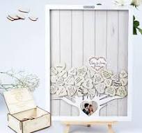 Photo 1 of *PARTS ONLY* Murello Wedding Guest Book - Premium Set of 16 x 12" Alternative Drop Top Guestbook Frame, Display Easel, 80 Wooden Hearts, Guest Box, Ribbon Guest Book & Small Photo Frame - Top Wedding Gift