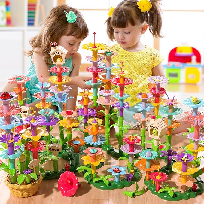 Photo 1 of TEMI 224 PCS Flower Garden Building Toys for Girls Toys, Educational STEM Toy and Preschool Garden Play Set for Toddlers 3 4 5 6 7 Year Old Kids Boys Girls, Flower Stacking Toys for Kids Age 3-6
