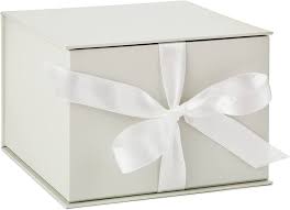 Photo 1 of Hallmark 7" White Gift Box with Lid and Shredded Paper Fill & 7" Gift Box with Fill (Solid Red) for Christmas, Birthdays, Father's Day, Bridal Showers, Weddings, Baby Showers, Valentines Day White Gift Box
