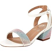 Photo 1 of Vince Camuto Girls' Sandals - Rhinestone Leatherette Heeled Strappy Sandals , Size 1, White