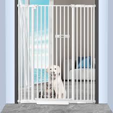 Photo 1 of Kersliker 59" Extra Tall Cat Gate, Pet Gate for Doorways and Stairs 29"- 40" Wide, No Drill Wall Protected, 20" Wide Walk Thru Auto Close Metal Dog Gate, Easy to Install?White?