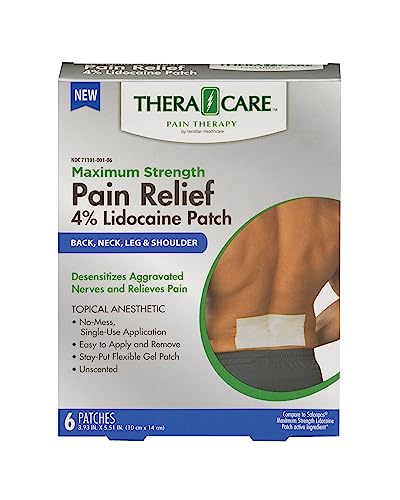 Photo 1 of Thera|Care Maximum Strength OTC Pain Relief Patch | 4% Lidocaine Patch | 3.9” X 5.5” | 6-Count Box
