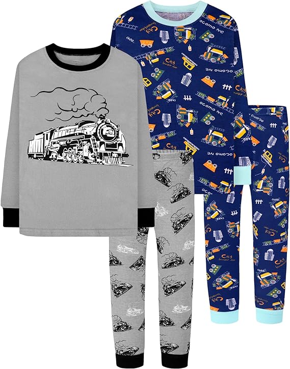 Photo 1 of Boys Pajamas 4 Pieces Long Set 100% Cotton Sleepwear Size 7