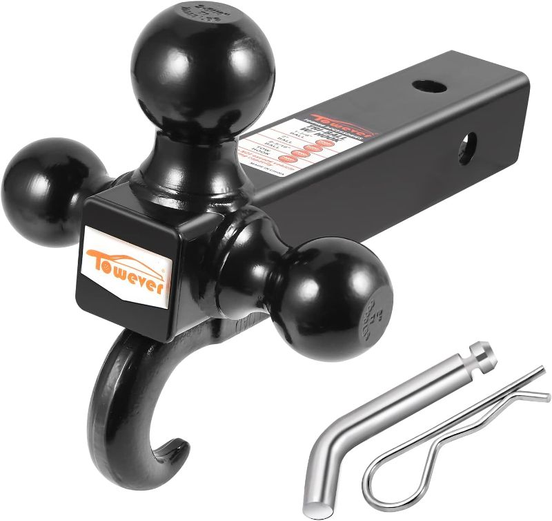 Photo 1 of Towever 84181P Towever Class 3/4 Trailer Hitch 2 Inch Ball Hitch with Hook (Black, Hollow Shank), for Pickup Truck Hitch Receiver Pin and Clip Included