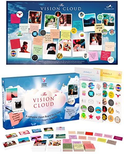 Photo 1 of The Vision Cloud Vision Board Kit for Women – Manifestation Supplies - 1 Dream Board - 100 Pictures - 60 Affirmation Cards - 40 Stickers - Mounting
