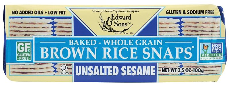 Photo 1 of Brown Rice Snaps, No Salt Sesame, 3.5-Ounce(Pack of 12)
