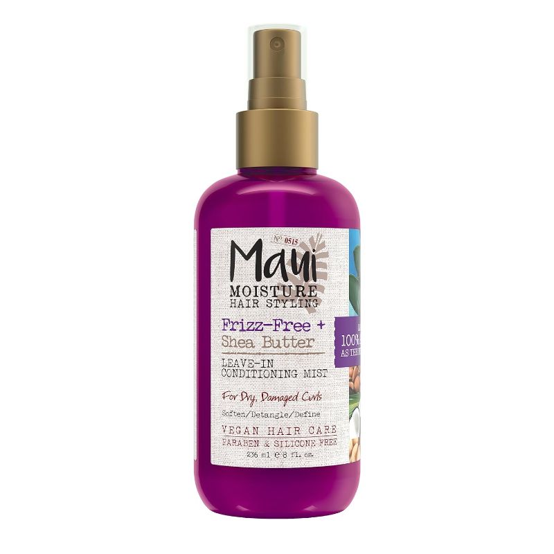 Photo 1 of Maui Moisture Frizz-Free + Shea Butter Leave-in Conditioning Mist, Curly Hair Styling, No Drying Alcohols, Parabens or Silicone, 8 Fl Oz