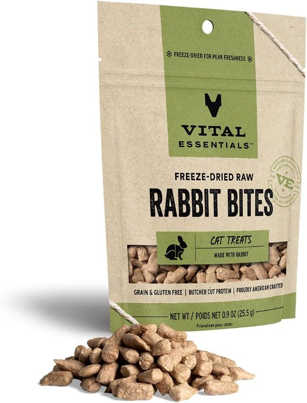 Photo 1 of Vital Essentials Freeze Dried Raw Cat Treats, Rabbit Bites, 0.9 oz
