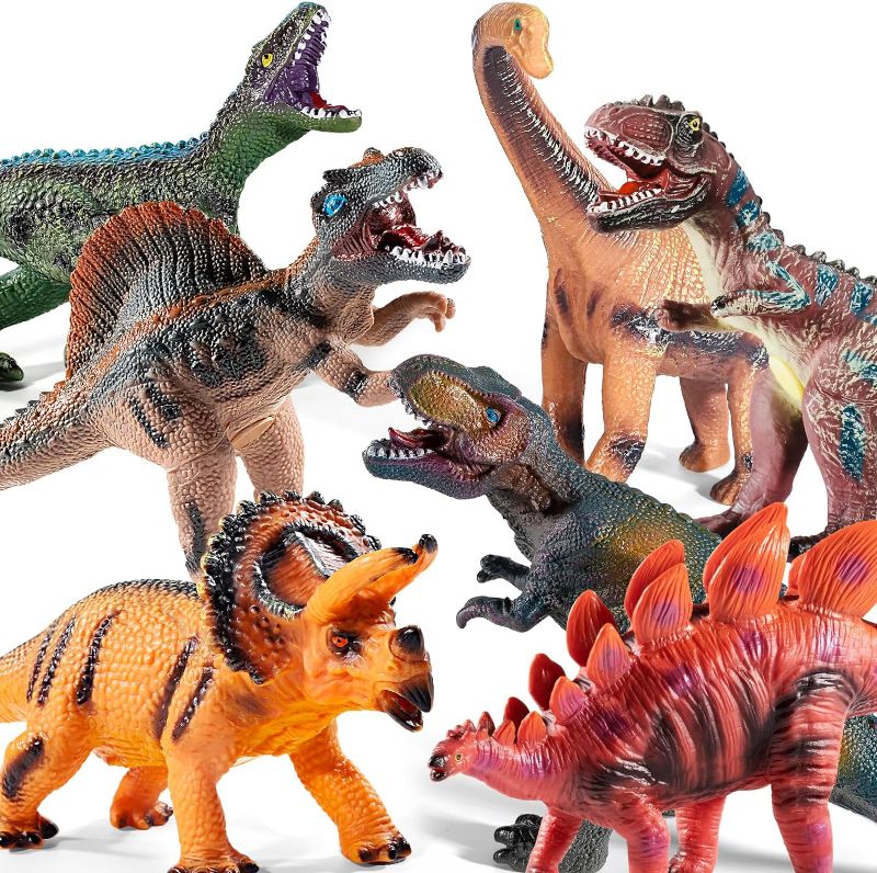 Photo 1 of TEMI 7 Piece Jumbo Dinosaur Toys for Kids 3-5, Large Soft Toys for Dinosaur Lovers, Boys, Toddler Ages 5-7 Years, Perfect Party Favors, Birthday Gifts

