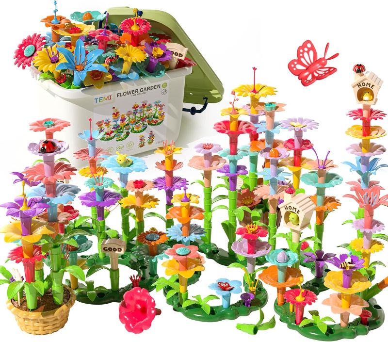 Photo 1 of TEMI 138 PCS Educational STEM Toy and Preschool Garden Play Set for Kids Age 3-7, Flower Stacking Toys for Boys and Girls
