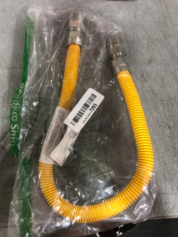 Photo 2 of GUHD-ZD12-24O Gas Line Hose 5/8'' O.D. x 24'' Length with 3/4 in. MIP Fitting, Yellow Coated Stainless Steel Flexible Connector, 24 Inch