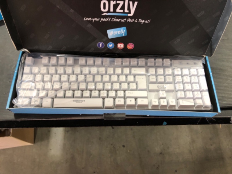 Photo 2 of Orzly White Gaming Keyboard RGB USB Wired Rainbow Keyboard Designed for PC Gamers