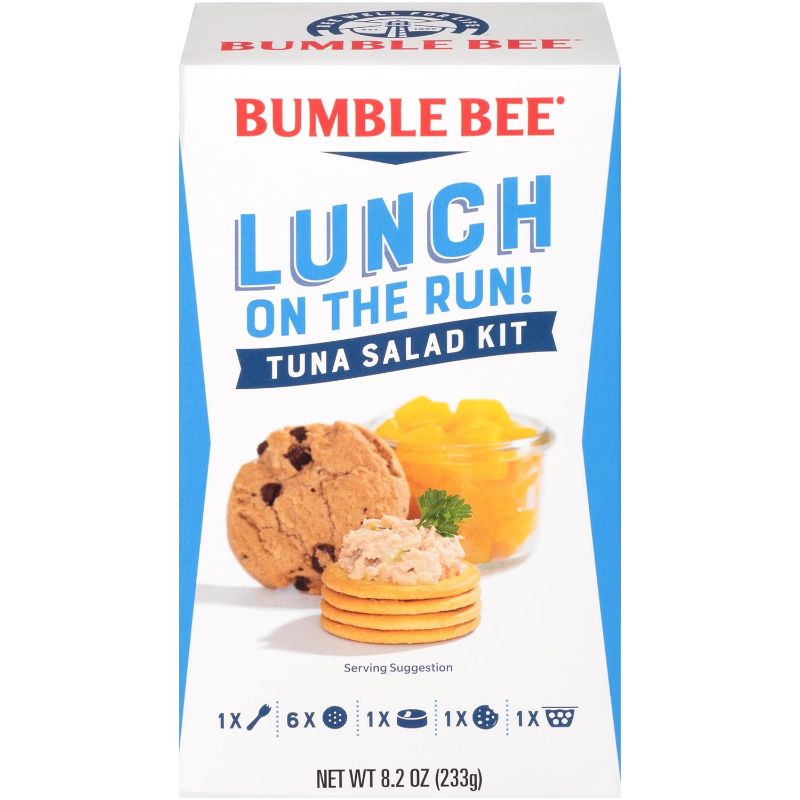 Photo 1 of Bumble Bee Lunch On The Run Tuna Salad with Crackers Kit, 8.2 oz (Pack of 4) - Ready to Eat, Includes Crackers, Cookie & Peaches - Wild Caught Tuna - Shelf Stable & Convenient Source of Protein *Best By: 06/2024*