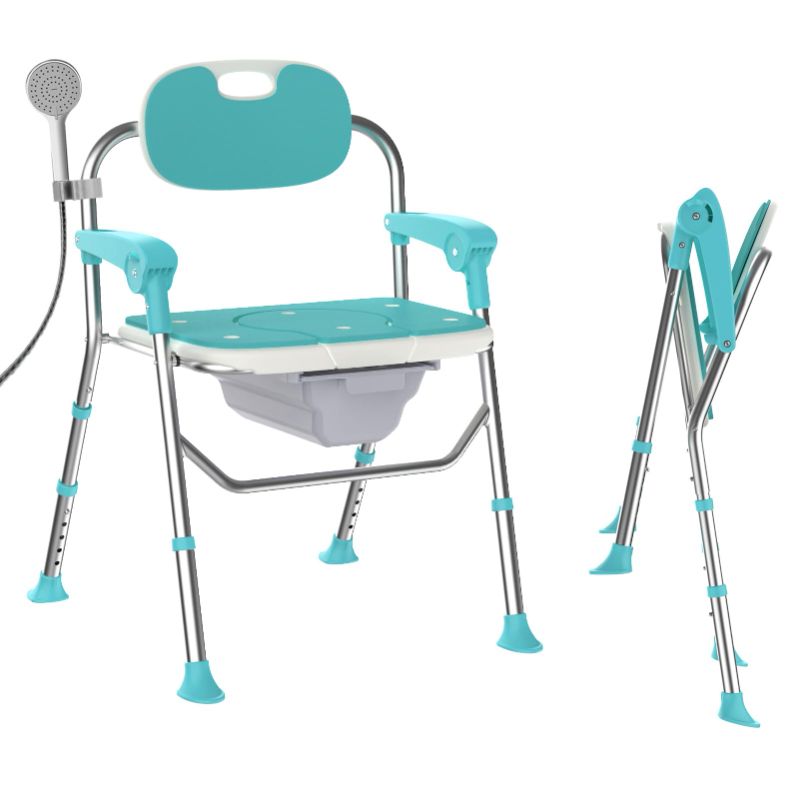 Photo 1 of Heavy Duty Shower Chair with Back and Arms, Adjustable Toilet Safety Frame and Raised Toilet Seat with Non-Slip Rubber Tips for Seniors, Disabled and Pregnant (Blue)